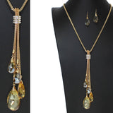 104183, TEARDROP CRYSTAL CHARM LONG NECKLACE