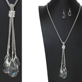 104183, TEARDROP CRYSTAL CHARM LONG NECKLACE