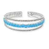 104185, CUBIC ZIRCONIA ACCENT CRYSTAL RHINESTONE STRETCH CUFF BRACELET