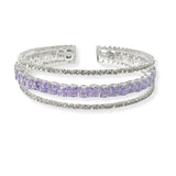 104185, CUBIC ZIRCONIA ACCENT CRYSTAL RHINESTONE STRETCH CUFF BRACELET