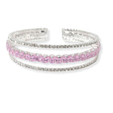 104185, CUBIC ZIRCONIA ACCENT CRYSTAL RHINESTONE STRETCH CUFF BRACELET