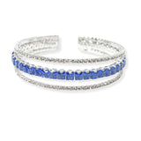 104185, CUBIC ZIRCONIA ACCENT CRYSTAL RHINESTONE STRETCH CUFF BRACELET