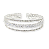 104185, CUBIC ZIRCONIA ACCENT CRYSTAL RHINESTONE STRETCH CUFF BRACELET