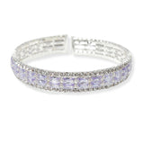 104187, CUBIC ZIRCONIA ACCENT CRYSTAL RHINESTONE STRETCH CUFF BRACELET