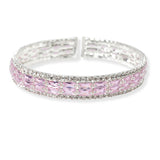 104187, CUBIC ZIRCONIA ACCENT CRYSTAL RHINESTONE STRETCH CUFF BRACELET