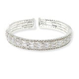 104187, CUBIC ZIRCONIA ACCENT CRYSTAL RHINESTONE STRETCH CUFF BRACELET