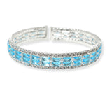104187, CUBIC ZIRCONIA ACCENT CRYSTAL RHINESTONE STRETCH CUFF BRACELET