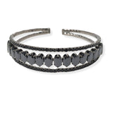 104188, OVAL CUBIC ZIRCONIA ACCENT CRYSTAL RHINESTONE STRETCH CUFF BRACELET