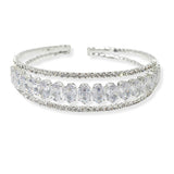 104188, OVAL CUBIC ZIRCONIA ACCENT CRYSTAL RHINESTONE STRETCH CUFF BRACELET