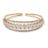 104188, OVAL CUBIC ZIRCONIA ACCENT CRYSTAL RHINESTONE STRETCH CUFF BRACELET