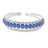 104188, OVAL CUBIC ZIRCONIA ACCENT CRYSTAL RHINESTONE STRETCH CUFF BRACELET