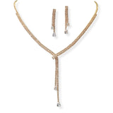 104194, DANGLE CUBIC ZIRCONIA ACCENT CRYSTAL RHINESTONE NECKLACE