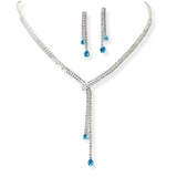 104194, DANGLE CUBIC ZIRCONIA ACCENT CRYSTAL RHINESTONE NECKLACE