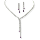 104194, DANGLE CUBIC ZIRCONIA ACCENT CRYSTAL RHINESTONE NECKLACE