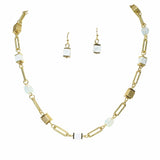 104196, SQUARE SEMI PRECIOUS STONE BEADED NECKLACE