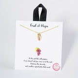104199, 18K GOLD DIPPED, "FRUIT OF HOPE" GRAPE CUBIC ZIRCONIA CHARM NECKLACE