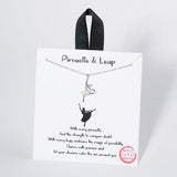 104201, GOLD DIPPED, "PIROUETTE & LEAP" BALLERINA CUBIC ZIRCONIA CHARM NECKLACE