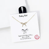 104202, GOLD DIPPED, "BABY GIRL" RIBBON BOW NECKLACE