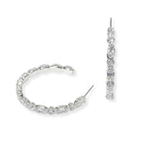 104204, MARQUISE CUBIC ZIRCONIA ACCENT ROUND HOOP EARRING
