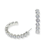 104205, 30MM ROUND CUBIC ZIRCONIA ACCENT ROUND HOOP EARRING