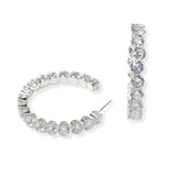 104206, 40MM ROUND CUBIC ZIRCONIA ACCENT ROUND HOOP EARRING