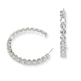 104207, 50MM ROUND CUBIC ZIRCONIA ACCENT ROUND HOOP EARRING