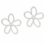 104208, OVERSIZED FLOWER BALL BEADED EARRING