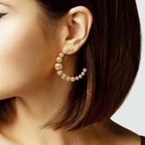 104216, BRASS BALL BEADED HOOP EARRING