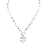 104221, CLOVER MOTHER OF PEARL CHARM TOGGLE NECKLACE