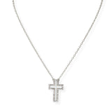 104223, CROSS PEARL WITH CRYSTAL RHINESTONE PENDANT NECKLACE
