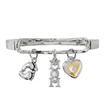 104229, "MOM" MULTI CHARM METAL STRETCH BRACELET