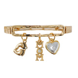 104229, "MOM" MULTI CHARM METAL STRETCH BRACELET