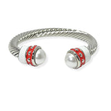 104236, CHUNKY PEARL ACCENT CABLE CUFF BRACELET