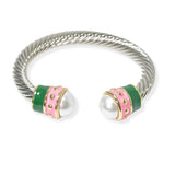 104236, CHUNKY PEARL ACCENT CABLE CUFF BRACELET