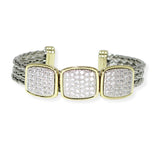 104241, 14K GOLD PLATED, MICRO PAVE CUBIC ZIRCONIA GEOMETRIC DESIGNER INSPIRED CUFF BRACELET
