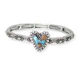 104242, WESTERN HEART TEXTURED STRETCH BRACELET