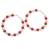 104256, PEARL BEADED ROUND HOOP EARRING