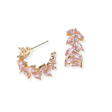 104257, MARQUISE CUBIC ZIRCONIA ACCENT HOOP EARRING