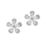 104261, FLOWER CUBIC ZIRCONIA STUD EARRING