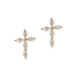 104263, CROSS CUBIC ZIRCONIA STUD EARRING