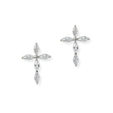 104263, CROSS CUBIC ZIRCONIA STUD EARRING
