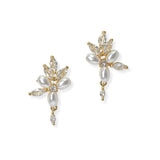 104265, GOLD DIPPED, PEARL WITH CUBIC ZIRCONIA EARRING