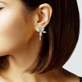 104265, GOLD DIPPED, PEARL WITH CUBIC ZIRCONIA EARRING