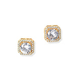 104266, GEOMETRIC CUBIC ZIRCONIA STUD EARRING