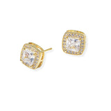104267, SQUARE GEOMETRIC CUBIC ZIRCONIA STUD EARRING