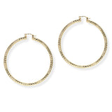 104268, 70MM GOLD DIPPED, TWO STYLE TEXTURED ROUND HOOP EARRING