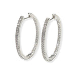 104275, GOLD DIPPED, OVAL CUBIC ZIRCONIA ACCENT HOOP EARRING