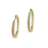 104276, GOLD DIPPED, ROUND CUBIC ZIRCONIA ACCENT HOOP EARRING