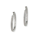 104276, GOLD DIPPED, ROUND CUBIC ZIRCONIA ACCENT HOOP EARRING