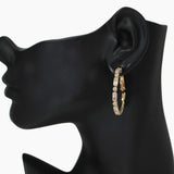 104277, 1.25" BAGUETTE CUBIC ZIRCONIA ROUND HOOP EARRING